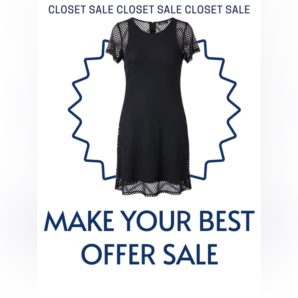 Banana Republic Navy Mesh Short Sleeve Dress